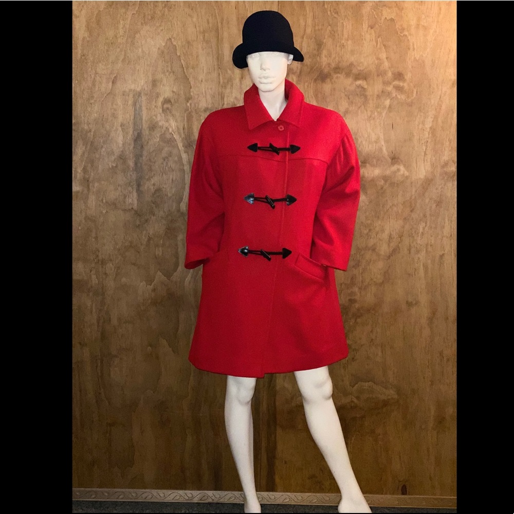 1970s Pendleton Red Wool Coat With Toggle Buttons - image 2